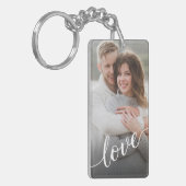 Persoonlijke fotokoppel Liefdesscript Sleutelhanger (Voorkant Links)