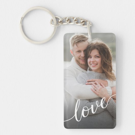 Persoonlijke fotokoppel Liefdesscript Sleutelhanger (Voorkant)