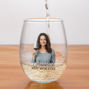 Persoonlijke fotonaam Beste moeder ooit cadeau Wijnglas Zonder Voet