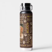 Persoonlijke fotonamen | Bruine hond Waterfles (Achterkant)