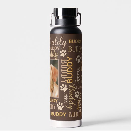 Persoonlijke fotonamen | Bruine hond Waterfles (Achterkant)