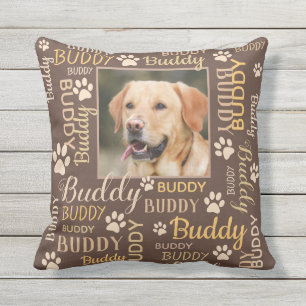 Persoonlijke fotonamen   Sierkussen bruine hond