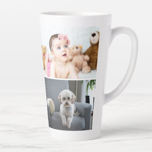 Persoonlijke foto's en tekst latte mok (Rechts)