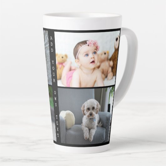 Persoonlijke foto's en tekst latte mok (Rechterhoek)