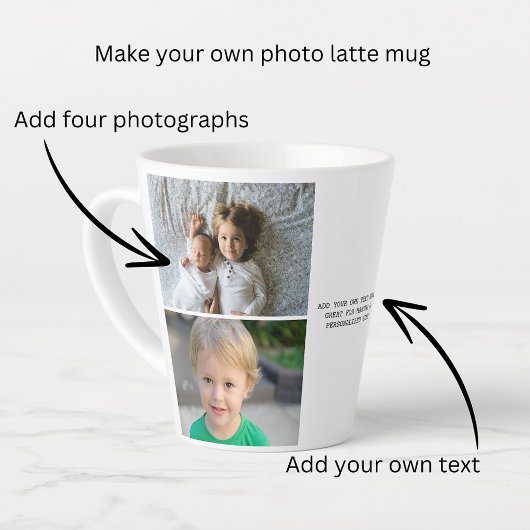 Persoonlijke foto's en tekst latte mok
