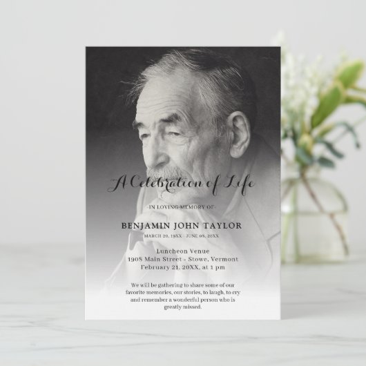 Persoonlijke fotoviering van het leven begrafenis kaart (Staand voorkant)