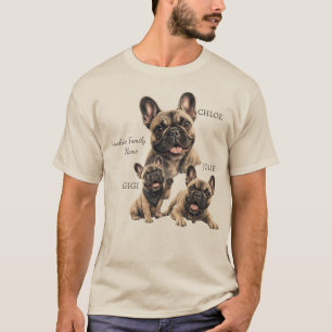 Persoonlijke Franse Bulldog Gezin Naman T-shirt