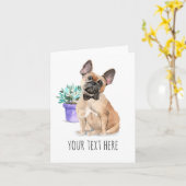 Persoonlijke Franse Bulldog Tekst Wenskaart Kaart (Gele Bloem)