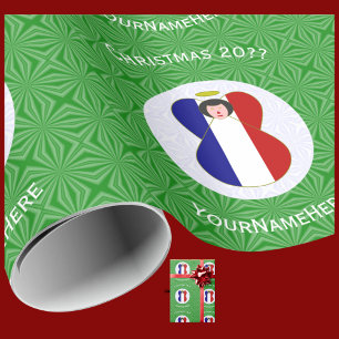 Persoonlijke Franse engel Kerstvlag Cadeaupapier
