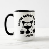 Persoonlijke Funny Cat en Coffee Quote Mok (Links)