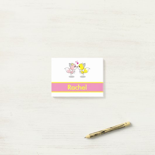 Persoonlijke Funny Cute Fox Post-it® Notes (Op bureau)