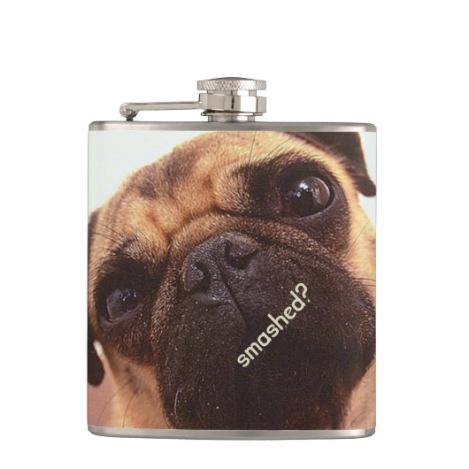 Persoonlijke Funny Cute Pug Dog Flask Heupfles (Voorkant)