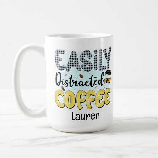 Persoonlijke Funny Easily Distracted Coffee-Mok Koffiemok (Links)