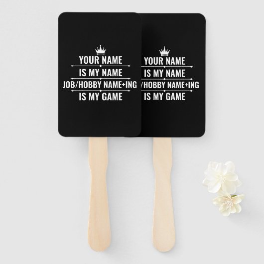 Persoonlijke Funny Job en Hobby Name Handwaaier (Voorkant en achterkant)
