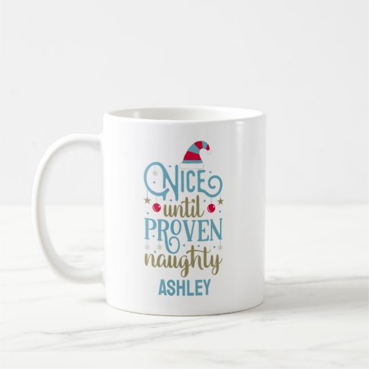 Persoonlijke Funny Kerstmis Naughty of Nice Coffe Koffiemok (Links)