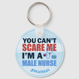 Persoonlijke Funny Male Nurse Blue Sleutelhanger