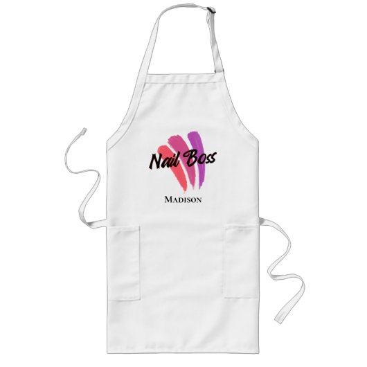 Persoonlijke Funny Nail Tech Lang Schort (Voorkant)