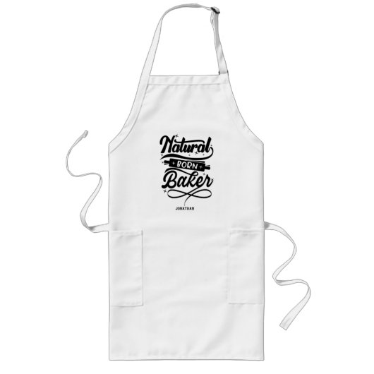 Persoonlijke Funny Natural Born Baker Long Apron Lang Schort (Voorkant)