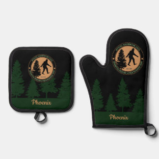 Persoonlijke Funny Sasquatch Locatie en Onderzoek Ovenwant & Pannenlap Set