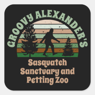 Persoonlijke Funny Sasquatch Sanctuary Square Stic Vierkante Sticker