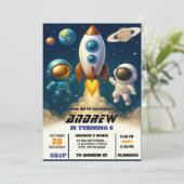 Persoonlijke Galaxy Space Astronaut Verjaardag Kaart (Staand voorkant)