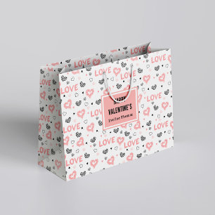 Persoonlijke Galentine-liefdeschets-hartcadeautas Groot Cadeauzakje