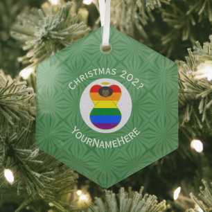 Persoonlijke Gay Pride Zwarte Engel Vlag Kerst Glas Ornament