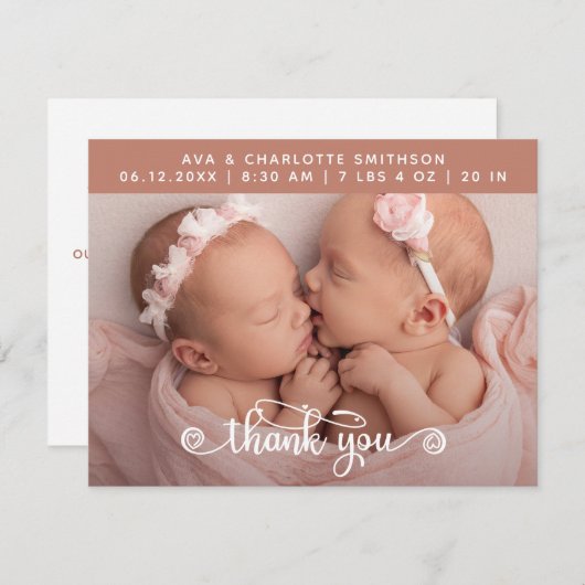 Persoonlijke Geboorteaankondigingskaart Bedank (Voorkant / Achterkant)