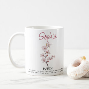 Persoonlijke geboortebloem maart koffiemok