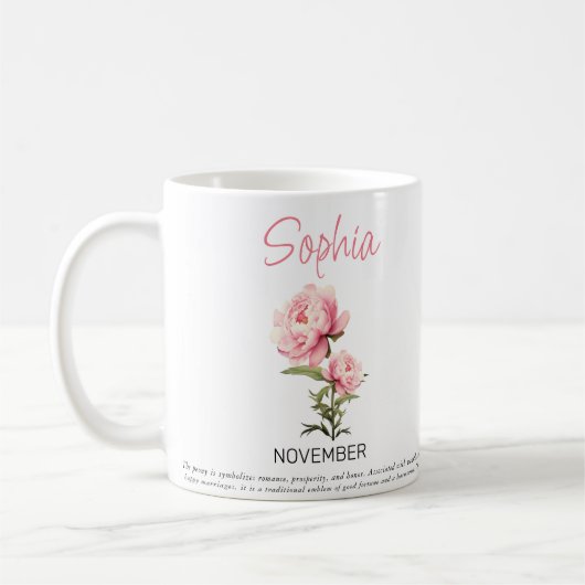 Persoonlijke geboortebloemkoffiemok voor november koffiemok (Links)