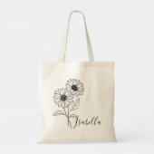Persoonlijke geboortemaand bloem aangepaste naam tote bag (Achterkant)
