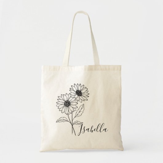 Persoonlijke geboortemaand bloem aangepaste naam tote bag (Voorkant)