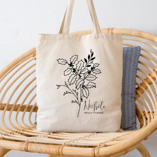Persoonlijke Geboortemaand Bloem December Boho Tote Bag