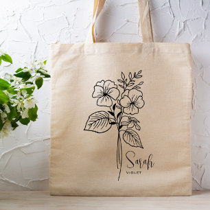 Persoonlijke Geboortemaand Bloem Februari Boho Tote Bag