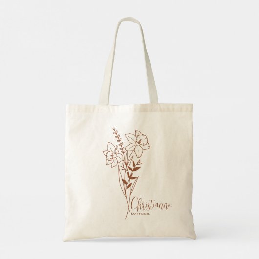 Persoonlijke geboortemaandbloem Maart Roest Tote Bag (Achterkant)
