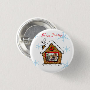 Persoonlijke Gebruikte Gemberkoekhuis Sneeuwvlokke Ronde Button 3,2 Cm