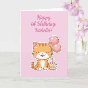 Persoonlijke Gefeliciteerd 1e Verjaardag Meisje, K Kaart
