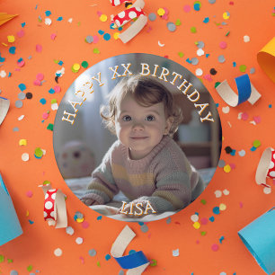 Persoonlijke Gefeliciteerd Verjaardag Foto Naam en Ronde Button 3,2 Cm