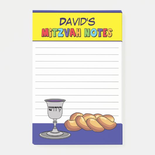 Persoonlijke Gele Kiddisj Mitzvah Post-it® Notes (Voorkant)