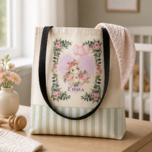 Persoonlijke gele totezak met baby-giraffe draagtas