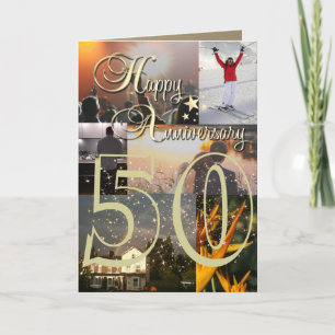 Persoonlijke gelukkige 50ste verjaardag fotocollag kaart