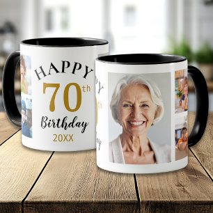Persoonlijke Gelukkige 70e Verjaardag 5 Foto Colla Mok