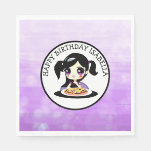 Persoonlijke Gelukkige Verjaardag Anime Meisje Piz Servet