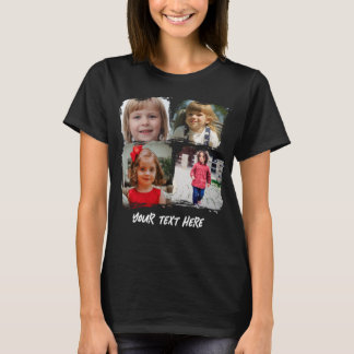 Persoonlijke gezinsfotocollage met aangepaste teks t-shirt