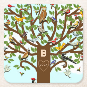 Persoonlijke gezinshereniging vierkante kartonnen onderzetter