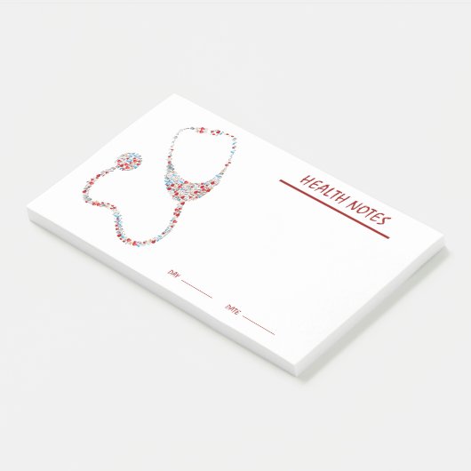 persoonlijke gezondheids- en medische status track post-it® notes (Schuin)