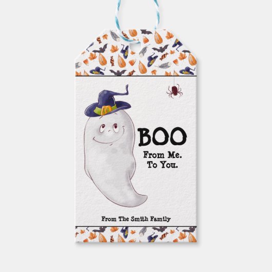 Persoonlijke Ghost Halloween Party Cadeaulabel (Voorkant)