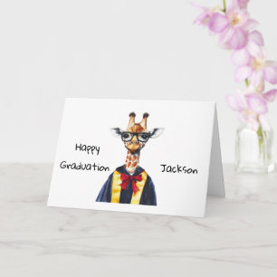 Persoonlijke Giraffe Afstudeercadeau Kaart