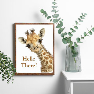 Persoonlijke Giraffe Mooie Waterverf Kinderkamer Poster