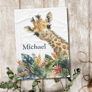 Persoonlijke Giraffe Schattige Waterverf Nursery B Fleece Deken